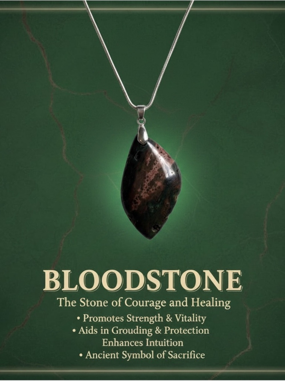GENUINE BLOODSTONE PENDANT NECKLACE - Natural Healing Crystal!